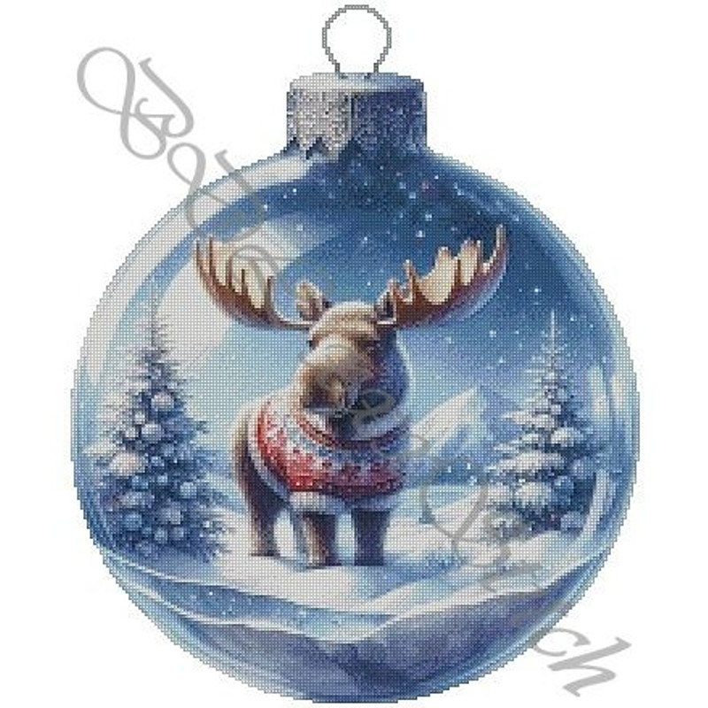 Bauble Animal Collection  Moose Cross Stitch Pattern  Original Artwork By Serene Dove 1