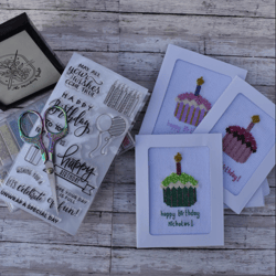 greeting card - happy birthday custom cross stitch card