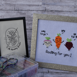 Rooting For You Cross Stitch Framed