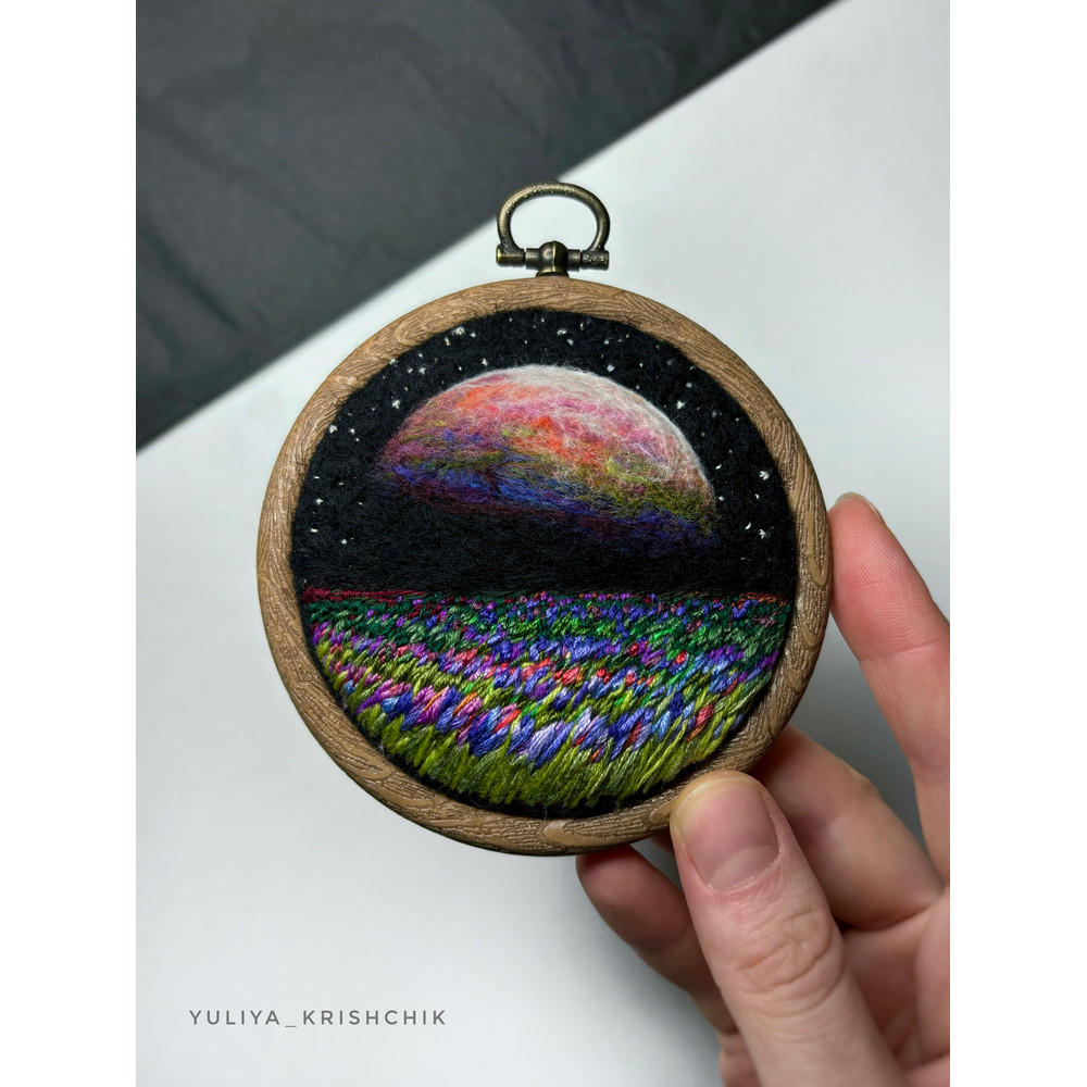 Tiny Space Artwork Embroidered And Needle Felted Milky Way Art 0