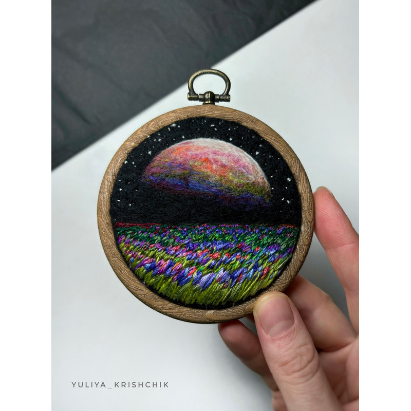 Tiny Space Artwork Embroidered And Needle Felted Milky Way Art 0