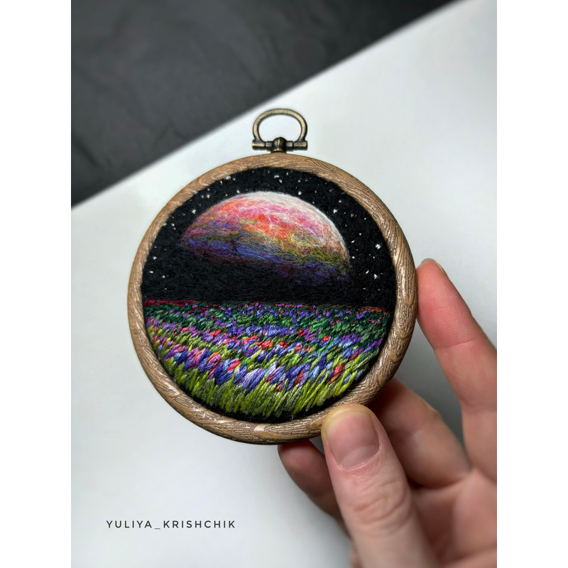 Tiny Space Artwork Embroidered And Needle Felted Milky Way Art 1