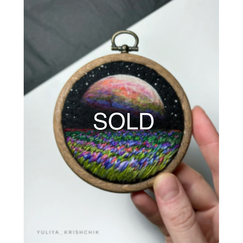 Tiny Space Artwork Embroidered And Needle Felted Milky Way Art 0