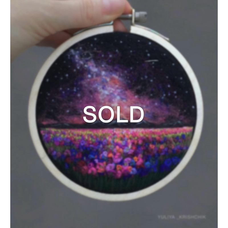 Embroidered A Needle Felted Painting Milky Way Comet Artwork 0