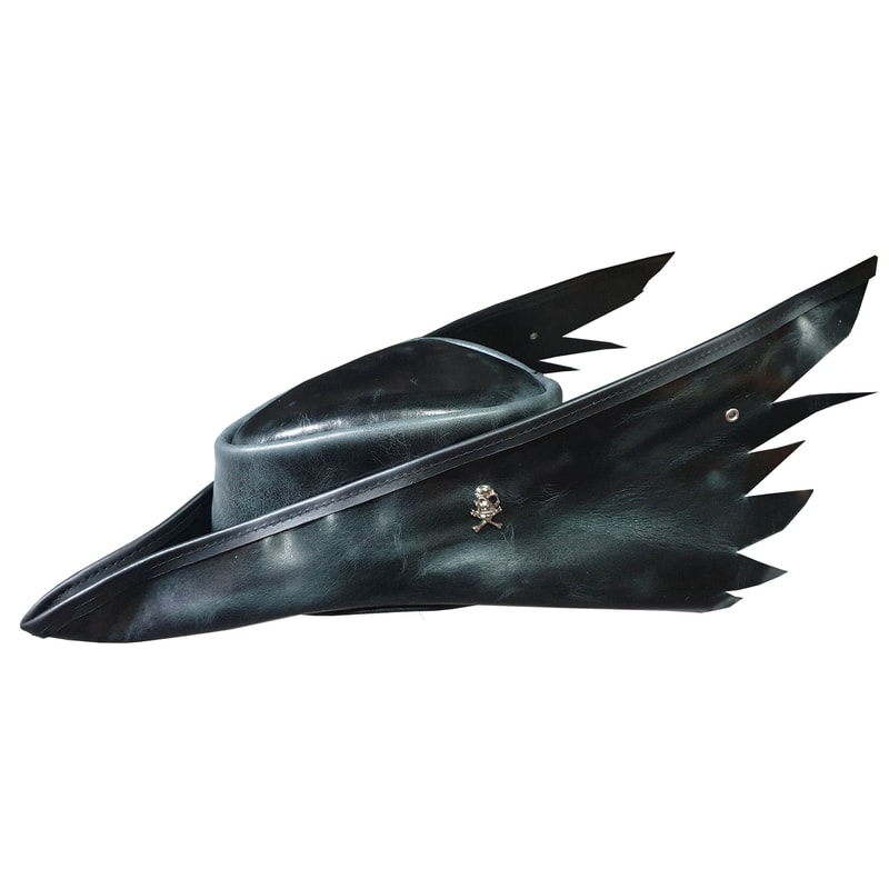 Bloodboren Hunters Distressed Black Leather Hat 1jpg