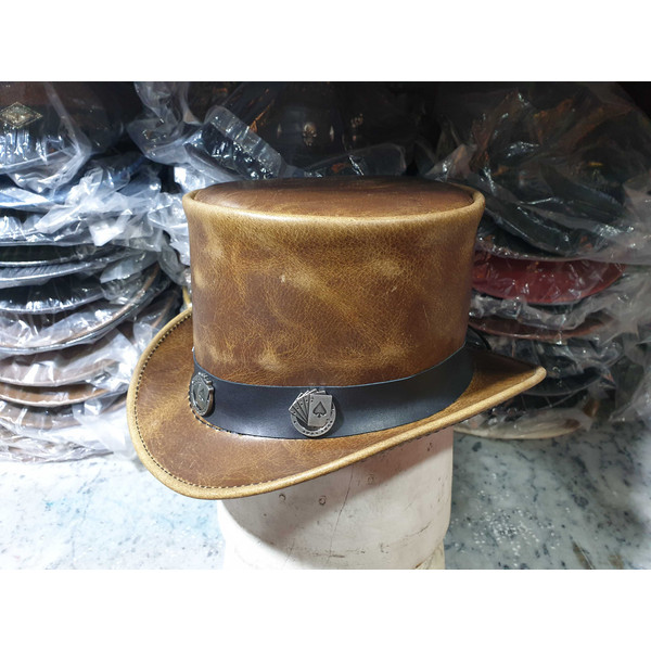 El Dorado Pocker Band Crazy Horse Leather Top Hat (2).jpg