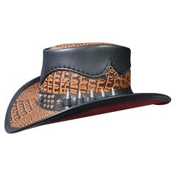 crocodile texture hunter leather hat