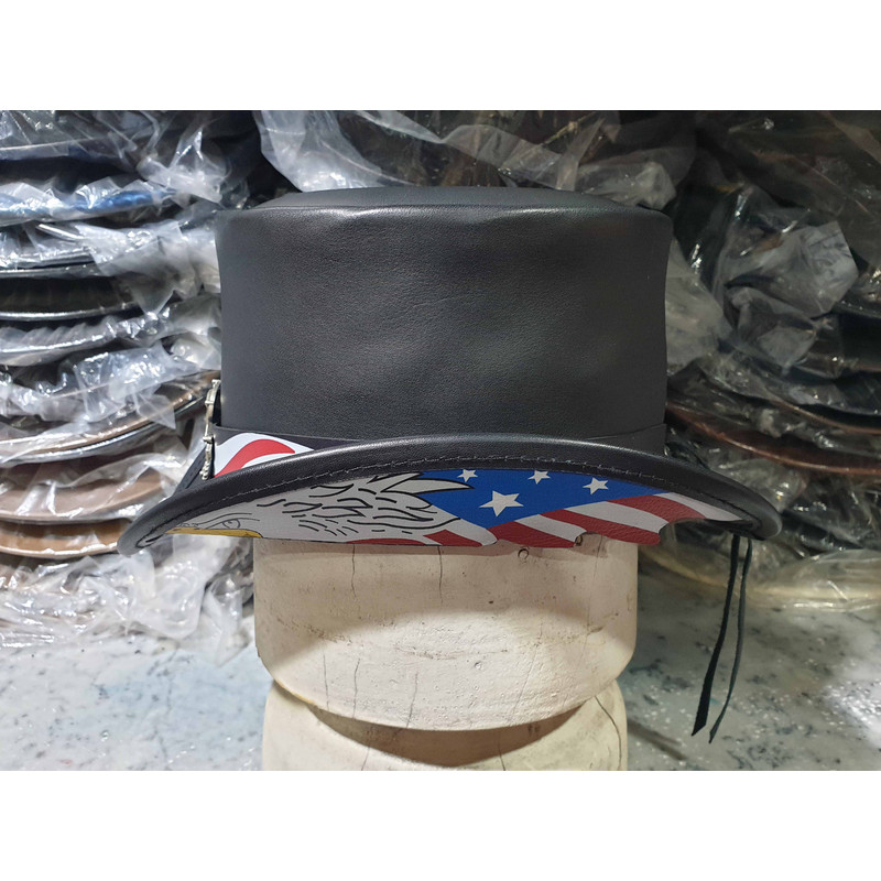 Patriotic Biker Black Leather Short Top Hat (3).jpg