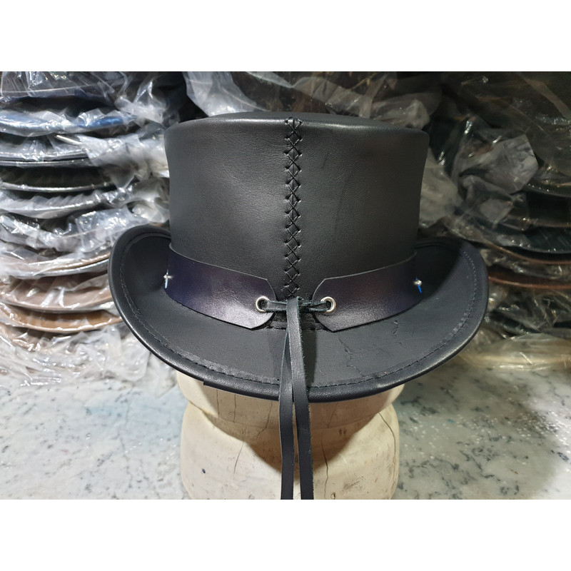 Patriotic Biker Black Leather Short Top Hat (5).jpg