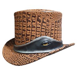 crocodile eye band el dorado tan leather top hat