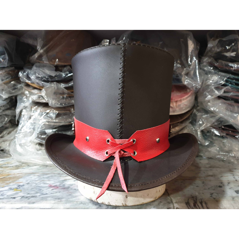Ringmaster Brown Leather Top Hat 6