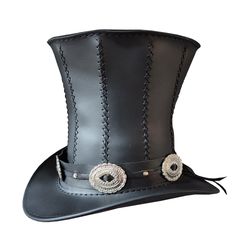 rock star slash inspired black leather top hat