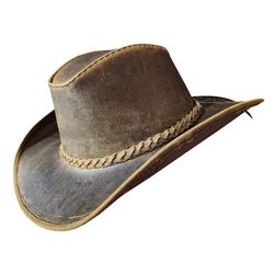 texas western icon cowboy rusty brown leather hat