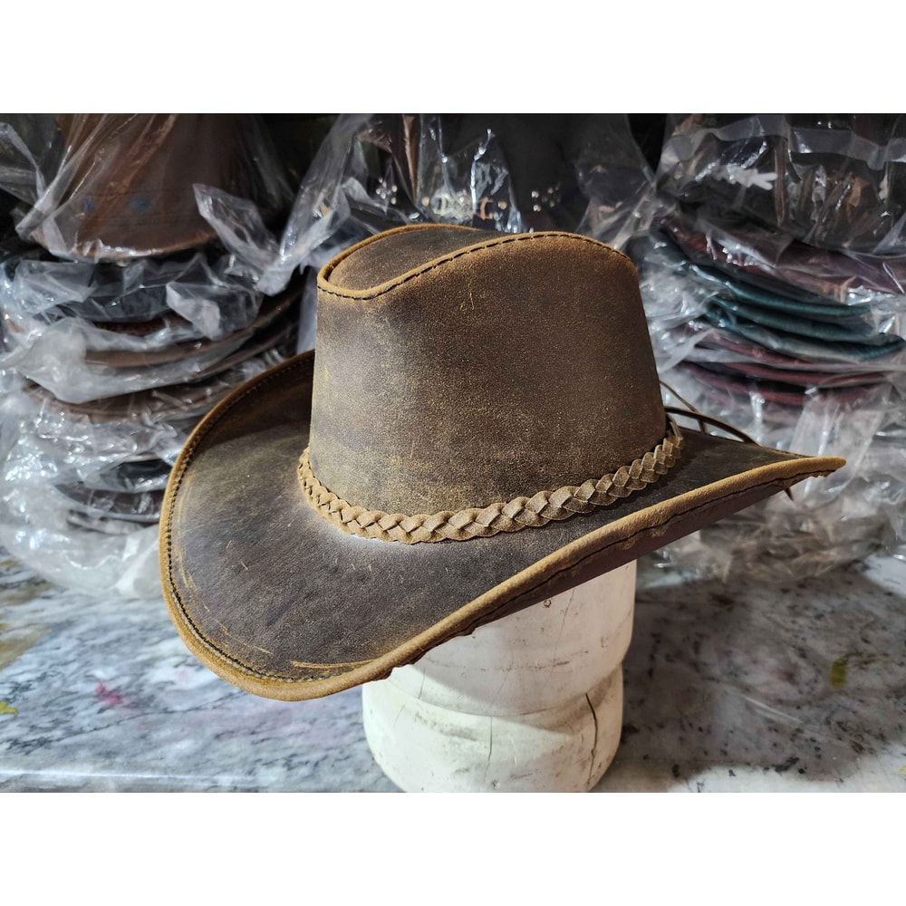 Texas Western Icon Cowboy Rusty Brown Leather Hat 1