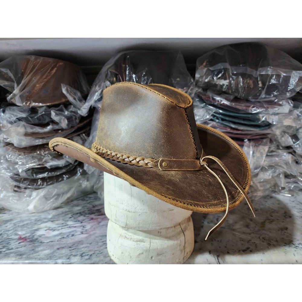 Texas Western Icon Cowboy Rusty Brown Leather Hat 4