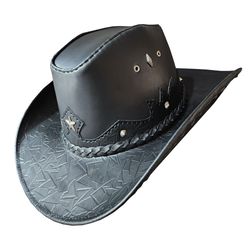 texas western icon cowboy black leather hat