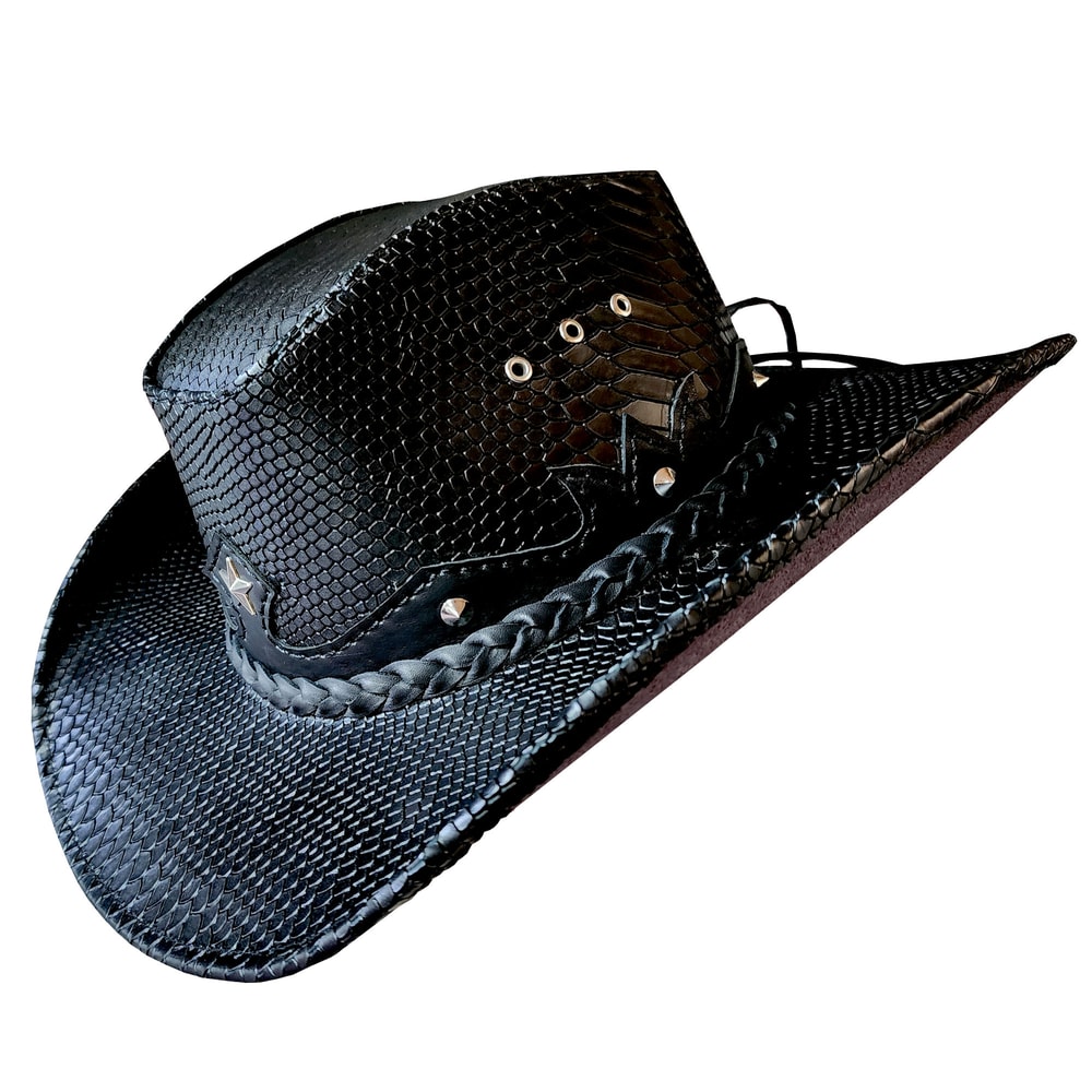 Western Icon Cowboy Ananconda Skin Texture Leather Hat 0