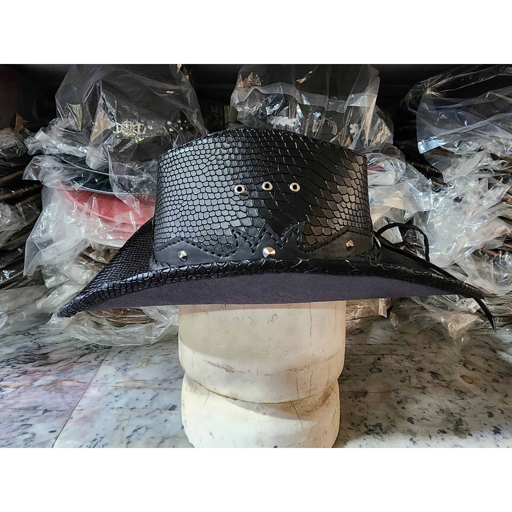 Western Icon Cowboy Ananconda Skin Texture Leather Hat 3