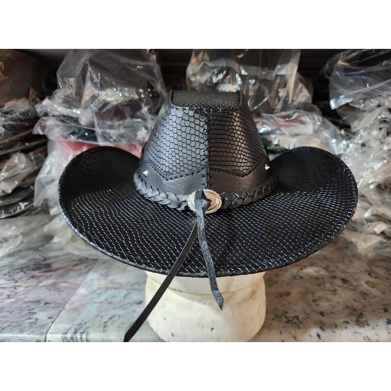Western Icon Cowboy Ananconda Skin Texture Leather Hat 5