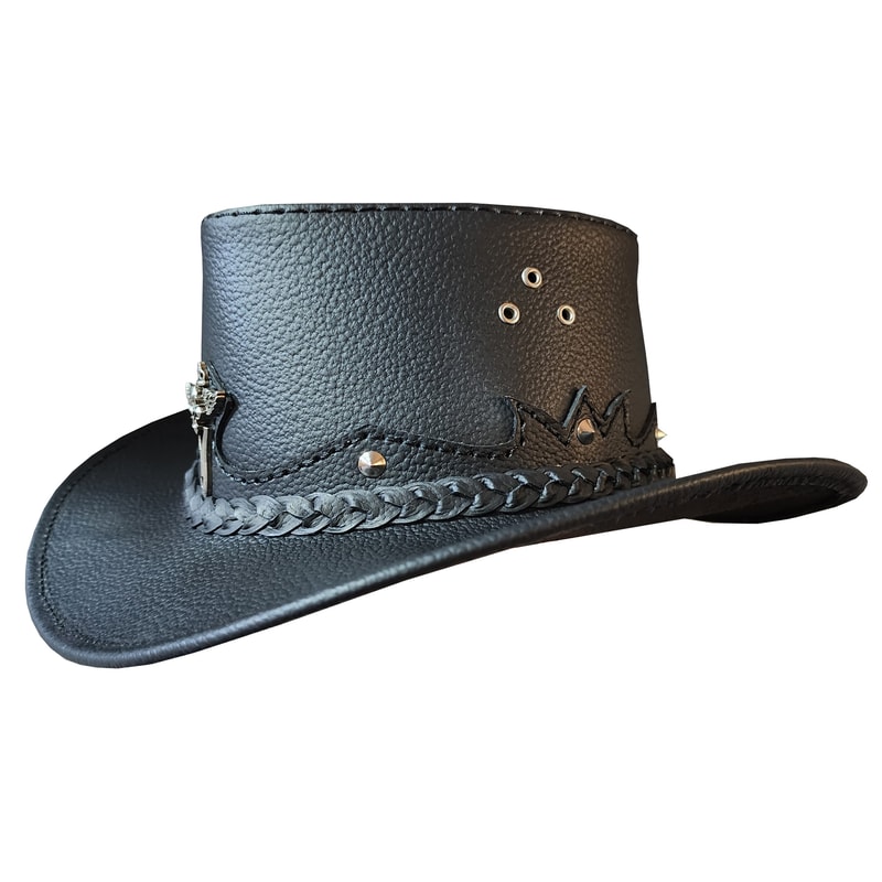 Western Australian Cowboy Outback Black Leather Hat 0
