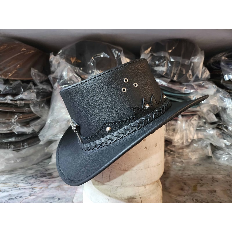 Western Australian Cowboy Outback Black Leather Hat 1