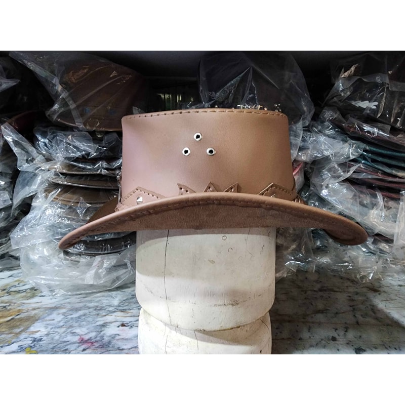 Western Australian Cowboy Outback Tan Leather Hat 3