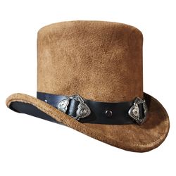 western rodeo flower carved concho band eldorado suede leather top hat