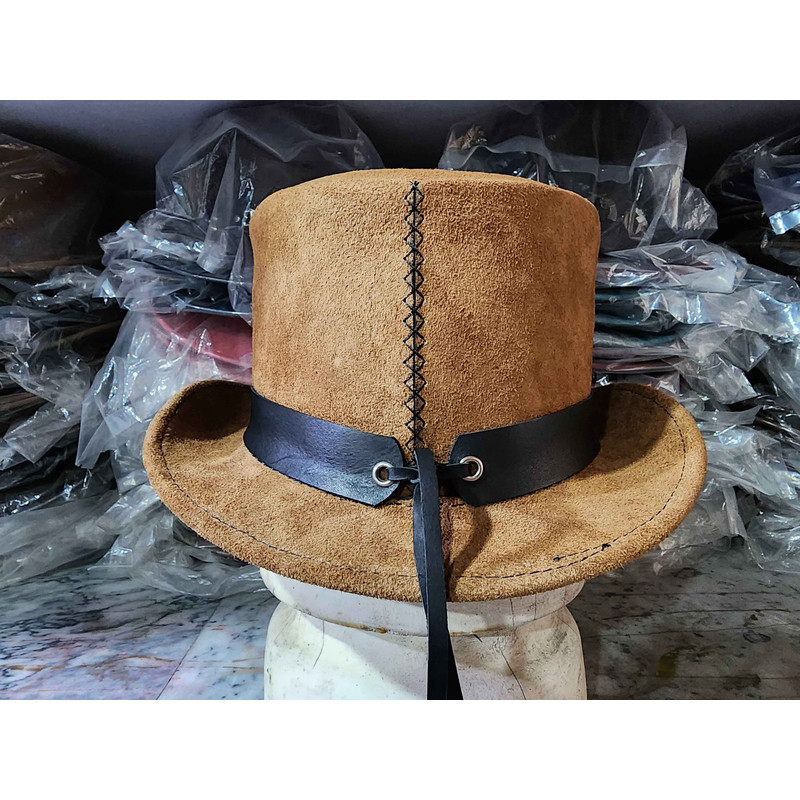 Western Rodeo Flower Carved Concho Band Eldorado Suede Leather Top Hat 5