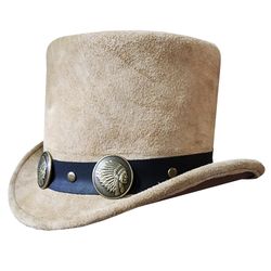 native indian head band el dorado suede leather top hat