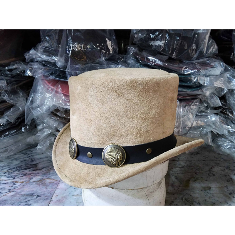 Native Indian Head Band El Dorado Suede Leather Top Hat 1