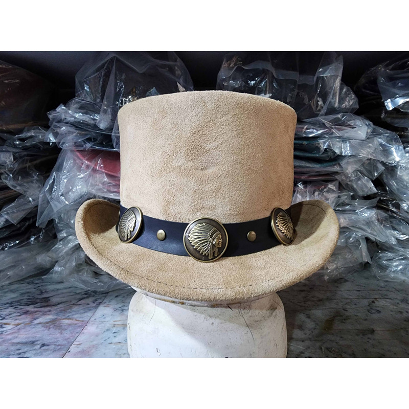 Native Indian Head Band El Dorado Suede Leather Top Hat 2