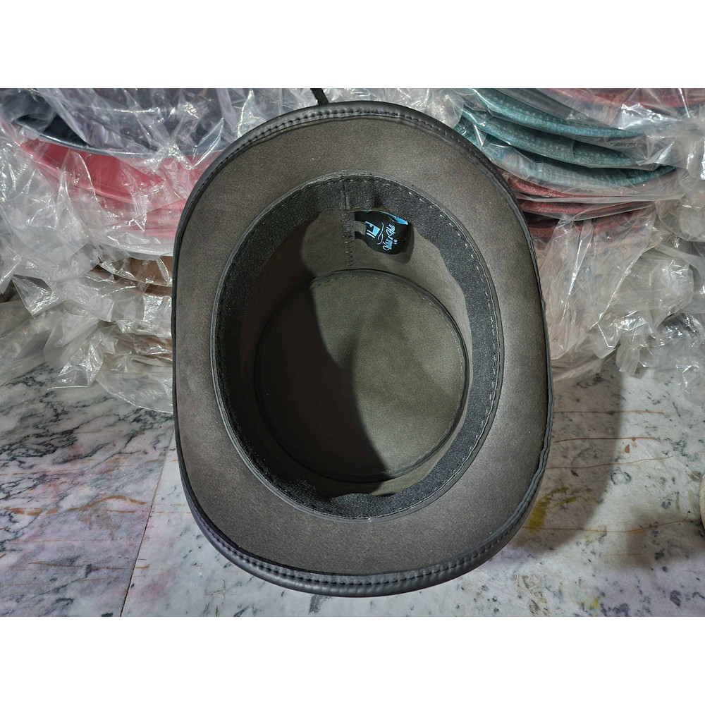 Silver Winged Skull Eldorado Black Leather Top Hat 6