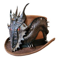 dragon of charisma brown leather top hat