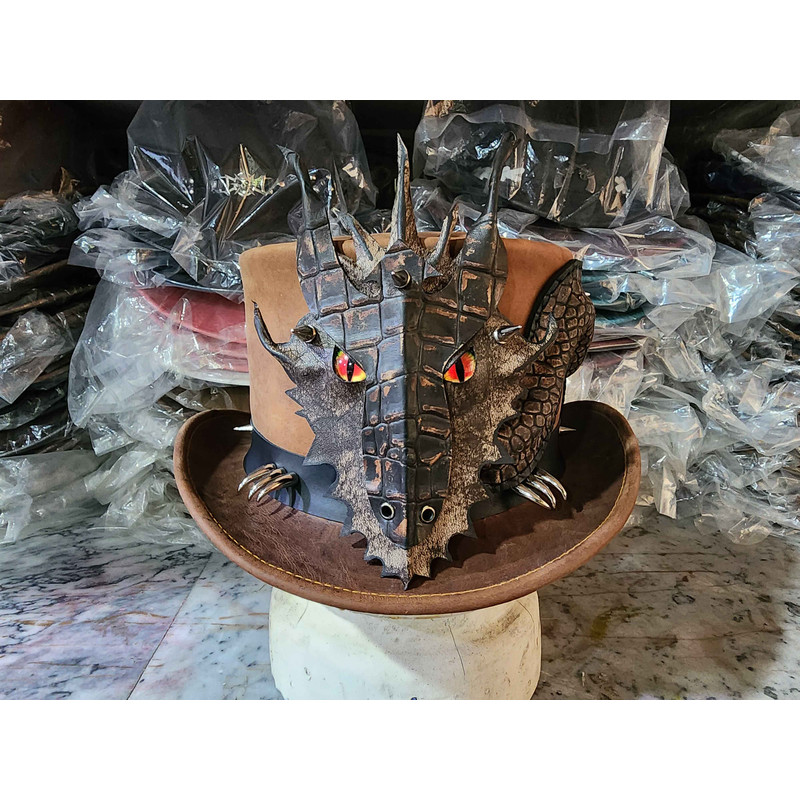 Dragon Of Charisma Brown Leather Top Hat 2