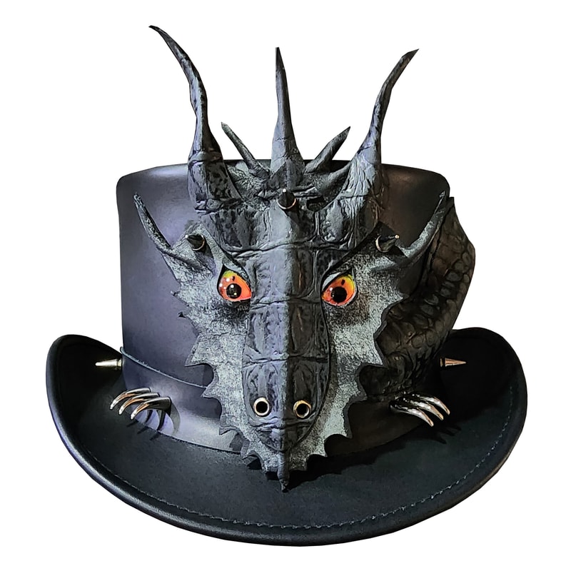 Dragon Of Darkness Leather Top Hat 1