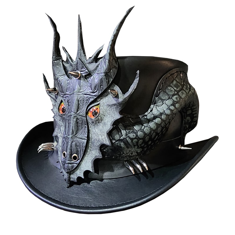 Dragon Of Darkness Leather Top Hat 0
