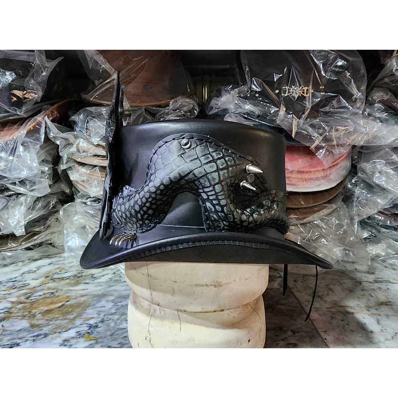 Dragon Of Darkness Leather Top Hat 3
