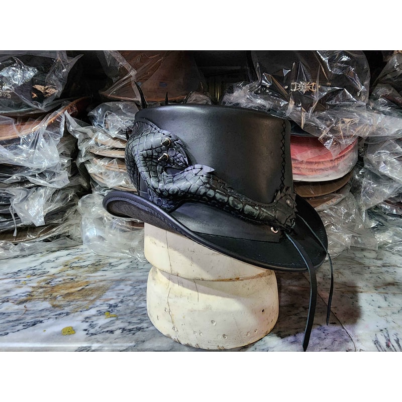 Dragon Of Darkness Leather Top Hat 4