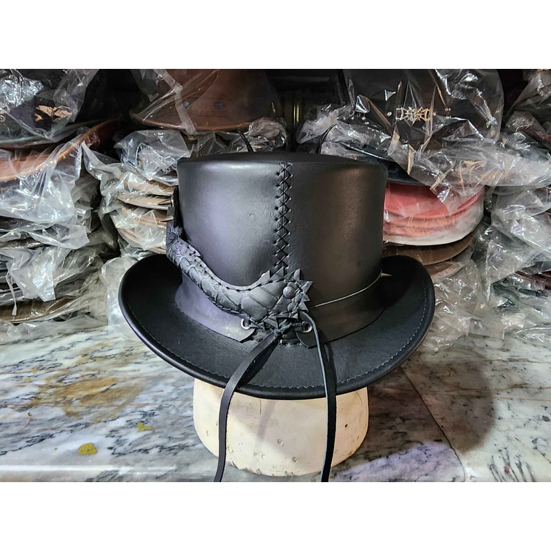 Dragon Of Darkness Leather Top Hat 5