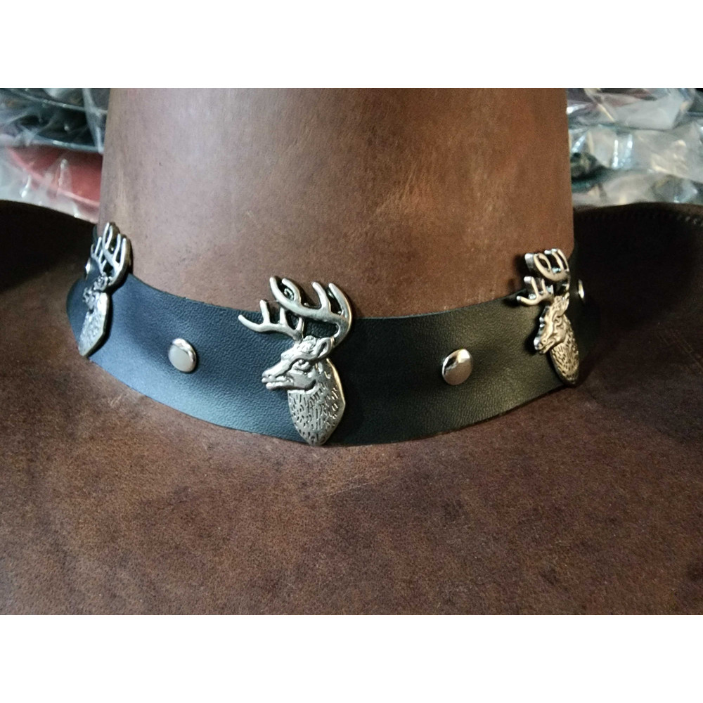 Stag Hunters Brown Leather Cowboy Hat 7
