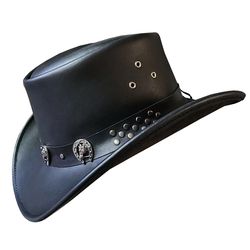 western horse shackle band black leather cowboy hat