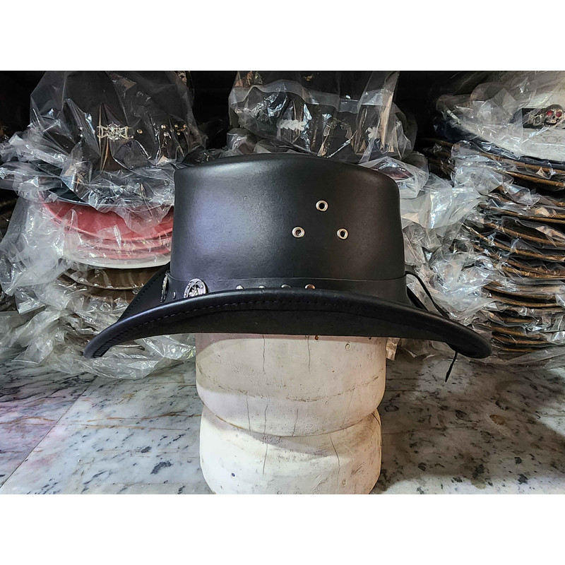 Western Horse Shackle Band Black Leather Cowboy Hat 3