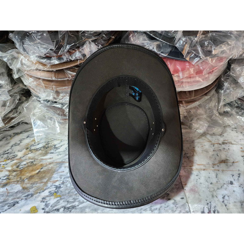 Western Horse Shackle Band Black Leather Cowboy Hat 6