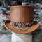 Gothic Skull Band Eldorado Leather Top Hat 2