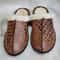 Shearling Crocodile Texture Leather Slippers 1