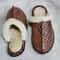 Shearling Crocodile Texture Leather Slippers 3