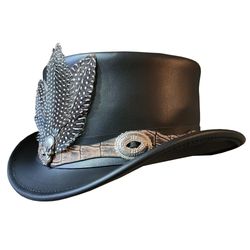 gothic wrath black leather top hat