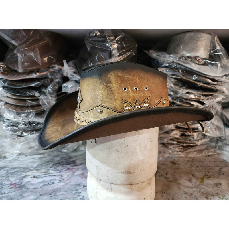 Texas Western Icon Cowboy Smoky Edges Leather Hat 1