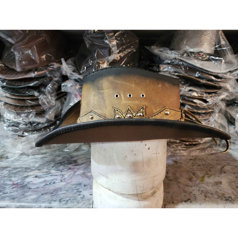Texas Western Icon Cowboy Smoky Edges Leather Hat 3