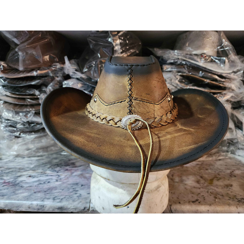 Texas Western Icon Cowboy Smoky Edges Leather Hat 5